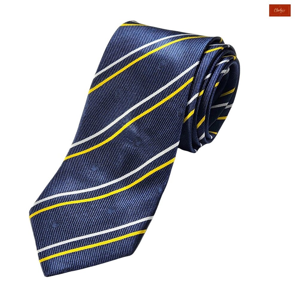 HispaFruit Blue/Yellow/White 100% Silk Tie 59" Long 3.5" Wide Handmade(ID161)